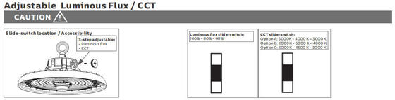 HB3 DIP Przełącznik zasilania i 3CCT UFO LED High Bay Light 150W 192LPW z 20W/30W@3HRS Emergency