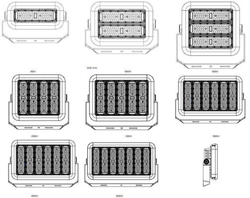 180 ° Regulowane 300W 130LPW Oświetlenie sportowe Led SMD5050 Reflektory sportowe Led