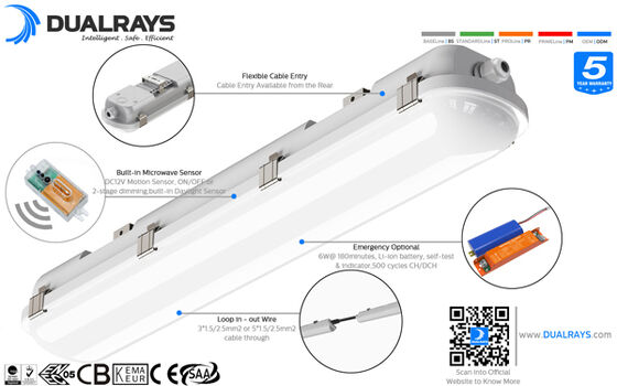 1200mm lampa LED Tri Proof 30W Water Dust Vaporoodporna 1-10V Sterownik DALI ściemniający