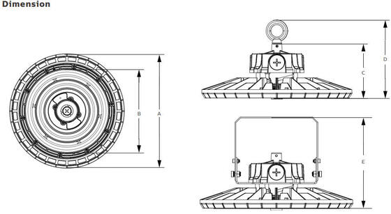 DUALRAYS HB2 DIP Przełączana moc i 3CCT UFO LED Highbay Light 100W 170LPW Stosowane w halach fabrycznych i obszarach produkcyjnych