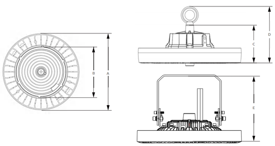 190 lm/W ENEC HB4H UFO LED High Bay Light 100 W 150 W 200 W IP65 IK08 5 lat Oświetlenie przemysłowe magazynu