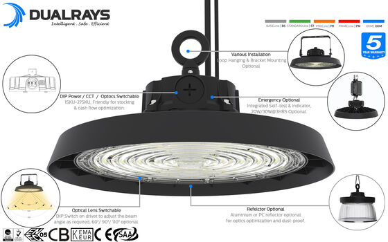 150W HB3 Eco Wbudowany sterownik w wersji Slim Lampa LED UFO z przyciemnianiem 1-10V KNX