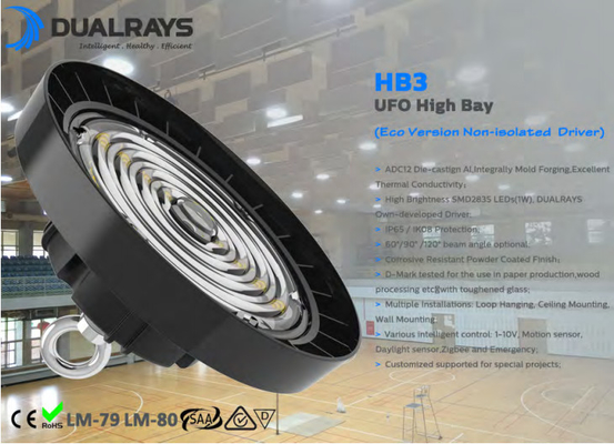 HB3 UFO High Bay Light 100W Nieizolowany sterownik Die Casting Aluminium