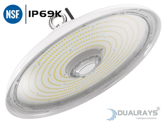 Mocna biała obudowa 100W UFO LED High Bay Light IP69K IK10 140LPW Przemysł spożywczy